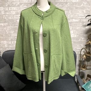 Chicos green wool button front jacket